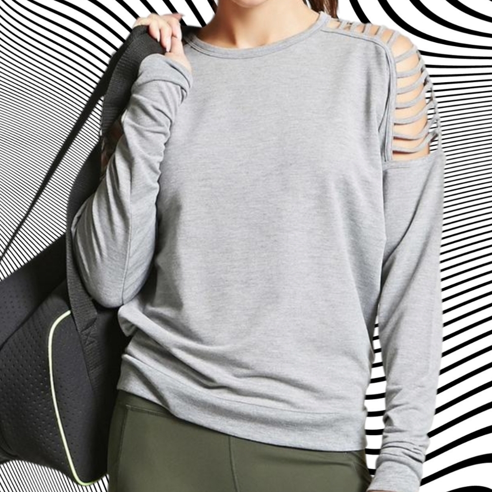 🪻BOGO🪻 Forever 21 Gray Active Ladder Cut-Out Top Size‎ Medium